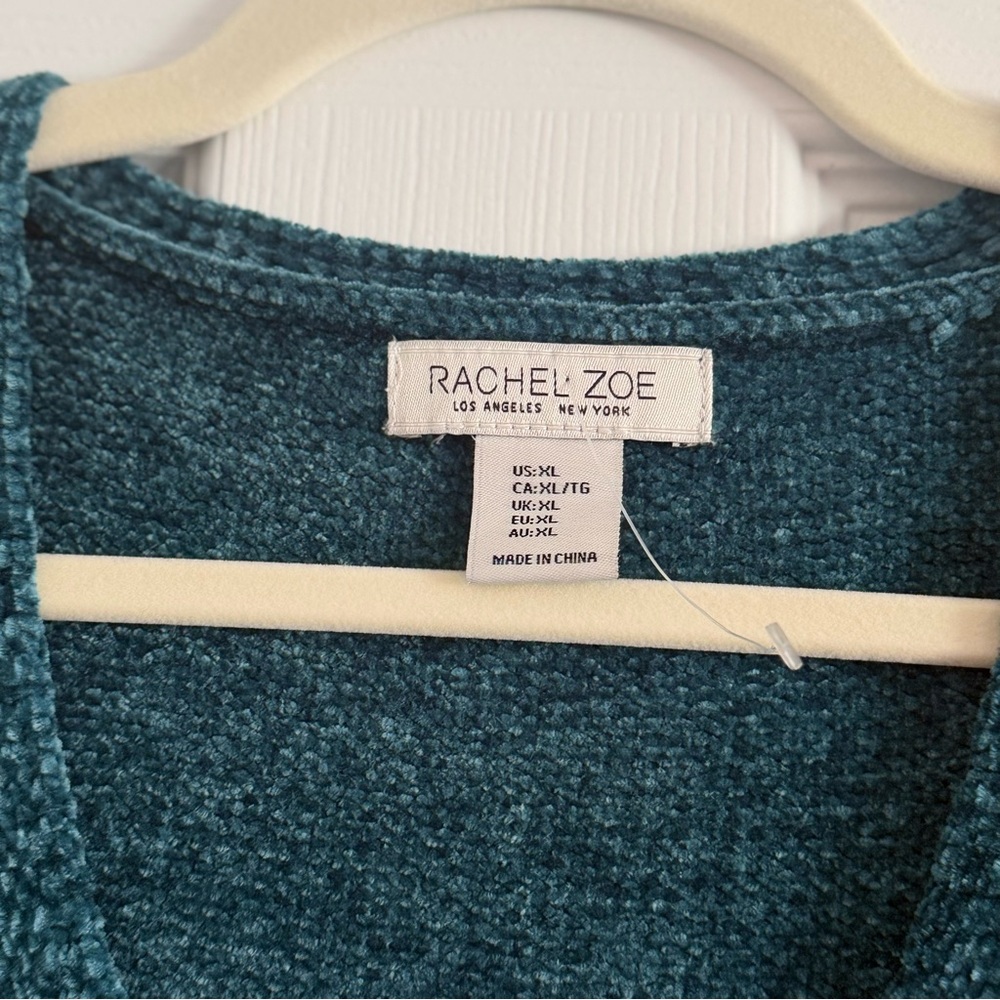 NWT Rachel Zoe Teal V-Neck Chenille Sweater XL - Picture 5 of 10